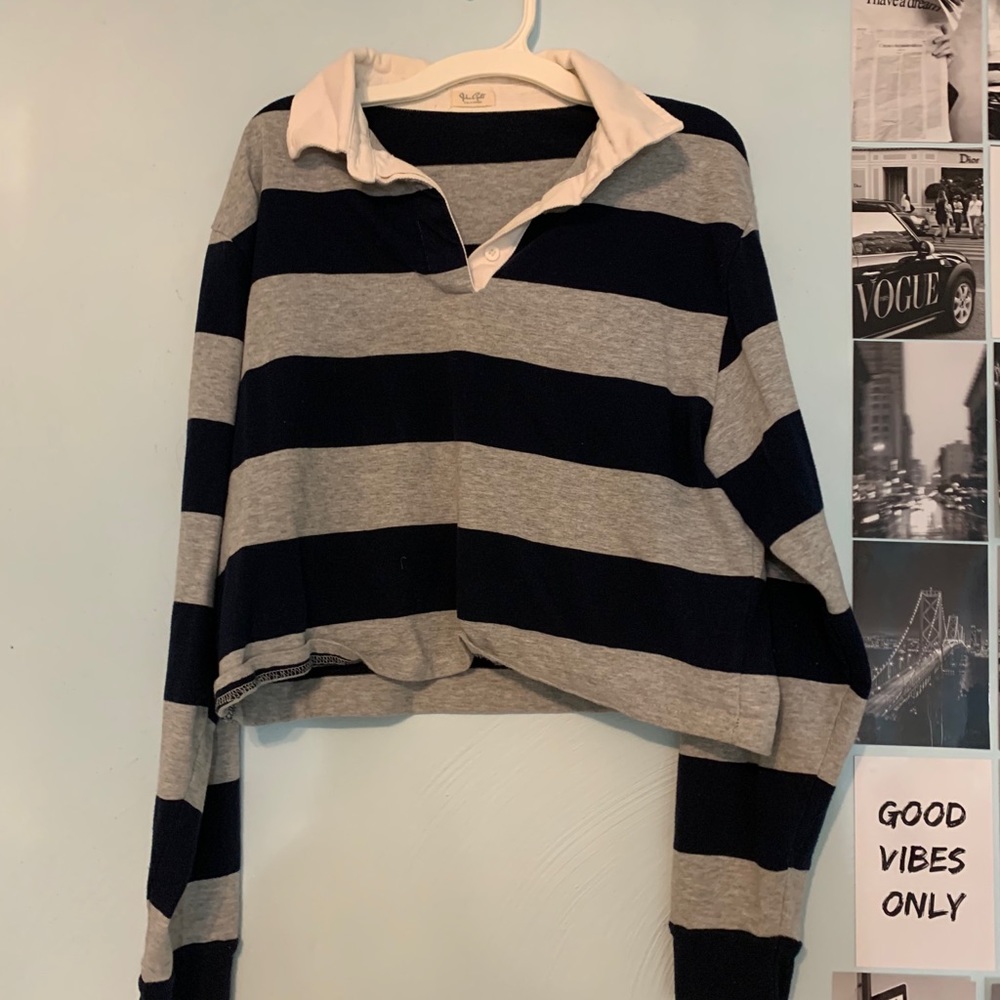 John galt/brandy striped collared top